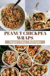 These Peanut Chickpea Wraps comes together in TEN minutes and are great as a healthy vegan meal prep recipe! Simple and delicious!