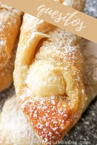 These Quesitos (Cream Cheese Puff Pastry) are a delicious flaky, light and tasty pastry.  Perfect for breakfast or dessert.  An easy traditional yummy Puerto Rican pastry. #quesitos #puertoricanpastries #creamcheesepuffpastries via @mexicanappetizersandmore