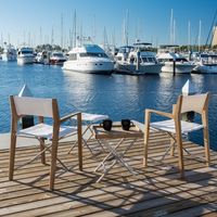 5 piece Odyssey Chairs and Ottoman Tray Table Set | Westminster Teak