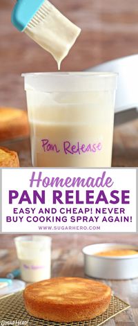 Homemade Pan Release - also known as "Cake Goop," this magical mixture is just what you need to get cakes out of pans cleanly and easily. Mix up a batch and you'll never have a broken cake again! #sugarhero #baking #cakes #panrelease #cakegoop