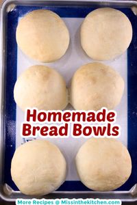 Homemade Bread Bowls are soft and crusty and so delicious filled with homemade soup!  A super simple dinner roll recipe that makes a soft and crusty bowl for your favorite soups, stews or chili!