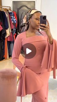 Étoile on Instagram: "Lily in blush 🤍

🏷️ N27,000

Description - Fitted straight dress with a closed slit at the back (comfortable to walk in). Fabric used is crepe. Comes with a matching scarf (same fabric for the dress)."