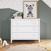 Bring a playful, retro vibe to your nursery with the Orbit Collection! Its large, graphic circle details and striking black-on-white color palette add a fun and unexpected twist to any decor. The full collection includes both a 4-in-1 Flat Top Crib and a 3-in-1 Euro Crib, along with a 3- Drawer Dresser and 4- Drawer Chest. Choose the striking Ebony Matte White finish, or go for a subtler look with simple Matte White.