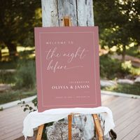 Welcome your guests with a touch of boho with this dusty rose rehearsal dinner welcome sign. The modern minimalist design will perfectly match your dusty pink wedding rehearsal decor or boho rehearsal dinner decor!