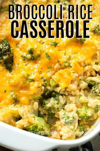 Broccoli cheese and rice casserole is a Southern recipe that is full of cheesy goodness! Broccoli and rice are combined with a cream cheese and cheddar sauce for an easy and delicious casserole! #spendwithpennies #broccoliricecasserole #casserole #sidedish #broccolicasserole