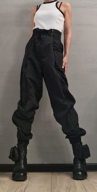 "Black High waist Pants, Pants with zippers, Drop Crotch Pants, Avant Garde Clothing, Loose Pants, Urban Clothing, Plus Size Pants ❤️ Extravagant designs and high quality fabrics! ❤️ Materials & Care Polyester Hand wash at low temperatures. Do not machine dry. Do not iron. Do not dry clean! ❤️ Sizing We can make your piece from XS to 5XL! Everything in the shop can be also made according to your measures free of charge! ❤️ Shipping ✈ Ready to ship The time I need to prepare an order for shipping