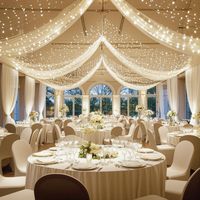 PRICES MAY VARY. 6-Pack Ceiling Drapes for Weddings: 6 panels ivory ceiling drapes for weddings, each ceiling draping fabric measure for 5 feet width x 10 feet length. Come with curtains light string, turn any empty room into a party-ready venue is to decorate with beautiful, flowy layers of floor to ceiling drapes! Wedding Ceiling Drapes: Made of WRINKLE FREE premium sheer tulle fabric, best fabric for ceiling draping, adding a very special ambiance, mood, feel, design and tone to the space and