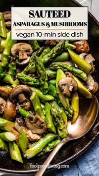 This Sauteed Asparagus and Mushrooms recipe is an easy vegan side dish that you can serve along with any of your favorite main dishes. Ready in 10 min!