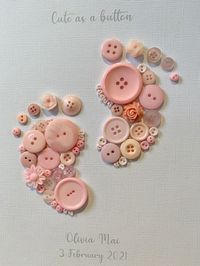 Personalised Baby Girl Button Art - Etsy