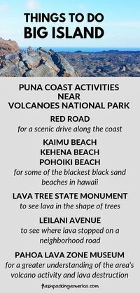 Travel Big Island Hawaii vacation ideas with list of best things to do in Puna coast. black sand beach, lava activities. Best things to do near Hawaii volcanoes after drive from Kona to Hilo side of island. National Park on the Big Island. National parks in US, usa, united states. Outdoor travel tips. #flashpackingamerica