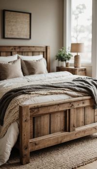 Bring the charm of the countryside into your bedroom with rustic decor. Think weathered wood, natural materials, and cozy vibes. Perfect for a warm and inviting space!