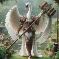 Ephifania, the elegant swan adventurer whose grace and skill in combat have earned her the esteemed rank of Class B warrior in the Avantura Kingdom. Residing near a magical pond shimmering with ethereal light, Ephifania’s life is intertwined with the mystical energies that flow from its waters. Known for her effortless movements both on land and in battle, Ephifania navigates life with a sense of poise and serenity that belies her fierce determination. In her tranquil sanctuary, Ephifania finds solace in the gentle melodies of the pond’s songbirds and the soothing embrace of its enchanted waters. She spends her days honing her combat skills and communing with nature, finding joy in the simple pleasures of life and the beauty that surrounds her. Ephifania’s fondness for tranquility and her