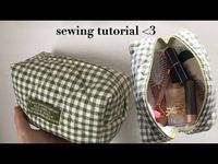 SEWING TUTORIAL | quilted makeup bag | How to sew an aesthetic makeup pouch #sewing #diy #relatable