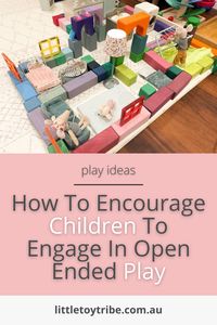 Are you looking for ideas on how to keep your toddler entertained? Engaging children in play is a hard, especially for the little ones under 2! Open ended play can be a great way to engage your child to play and spark their curiosity! How can you encourage children to engage in open ended play? Read our blog post all about engaging in open ended play, and learn ideas on how to implement this at home with your children. Click to read! open ended play | play ideas for toddlers | invitation to play