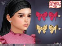 The Sims Resource - Bow Stud Earrings For Kids