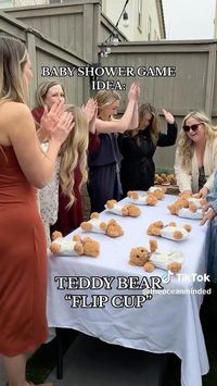 Teddy bear “flip cup” as a baby shower game??? *Immediately adds to our saved folder.* 🧸👏 📷: theoceanminded on TikTok #evite #babyshower #showergames #babyshowergames #momtobe #momtok #babyshowers #babyshowerideas