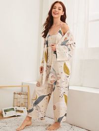 Free Returns ✓ Free Shipping On Orders $49+ ✓. 3pack Floral & Birds Print PJ Set & Robe- Night Sets at SHEIN.