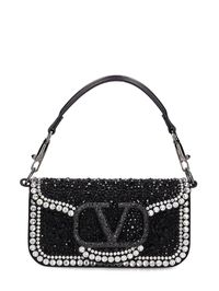 Find VALENTINO Small Locò Leather Top Handle Bag on Editorialist. Height: 11cm Width: 20cm Depth: 5cm. Strap drop: 50cm. Handle drop: 10cm. Detachable leather strap. Single top handle. Front flap closure. Embellished with crystals. Logo detail