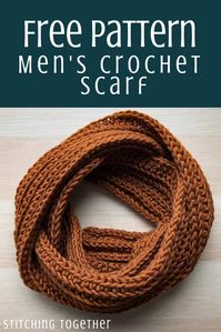 Enjoy this Entirely Easy Men's Scarf Crochet Pattern and make your favorite man a new scarf. This scarf may look complicated but it is perfect for beginners! #crochetscarf #stitchingtog