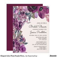 Elegant Lilac Plum Purple Floral Bridal Shower Invitation