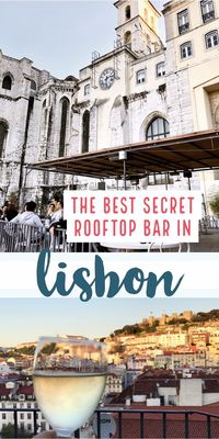 Lisbon has tons of great views, but in all my research I'd never heard of this one. I accidentally stumbled on the best secret rooftop bar in Lisbon--in a medieval convent, nonetheless! I'll share the secret if you promise not to tell. Beautiful city views at sunset of Lisboa, with a crisp glass of vihno verde. #portugal