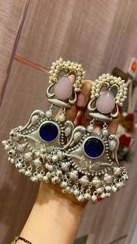 Oxidized earrings , silver replica earrings, jhumka , earring