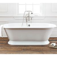 Sandringham 70 Inch Cast Iron Pedestal Bathtub - Continuous Rolled Rim - No Faucet Drillings - 2163-WW | Vintage Tub