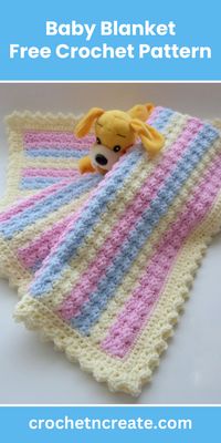 Free crochet pattern - Pastel Baby Blanket from crochet 'n' create. Free fast, quick-easy-beginner-friendly! 'Don't forget to save'