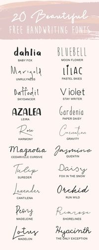 20 Free Favorite Handwriting Fonts for your Creative Business // #fonts #creativebusiness Handwriting font, handwritten fonts, script fonts, print fonts, free fonts, cursive fonts, beautiful fonts, typography