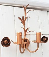 Copper roses double wall light fixture upcycled wall sconce, rewired and ready to use, UK, USA, Europe by Number11Interiors on Etsy