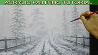 Acrylic Landscape Painting Tutorial Road to Misty Snow Village with Walking Man by JM Lisondra - YouTube