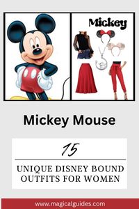 One of the most popular Disneybounds is the classic character Mickey Mouse. Find 15 disneybound ideas for your favorite characters here including this Mickey Mouse outfit with a casual option and a dressy option for the Disney parks.