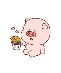 Kakaotalk Emoticon _ I'm Chubby Piig 카카오톡 이모티콘 _ 나는 뚠뚠이 피그 pig cartoon character, anime