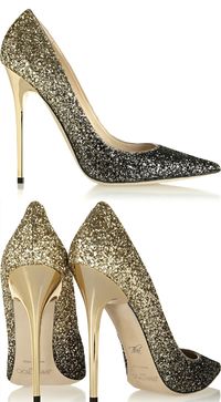 Jimmy Choo ● Glitter-finished leather pumps