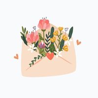 Flowers in an envelope. floral mail. hap... | Premium Vector #Freepik #vector #flower #floral #heart #love