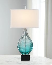 John-Richard Collection Light Azure Art Glass Lamp | Horchow