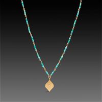 Turquoise Bead Necklace with 22k Diamond Charm - Ananda Khalsa