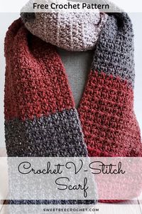 Crochet V Stitch Scarf (Free Pattern) - Sweet Bee Crochet