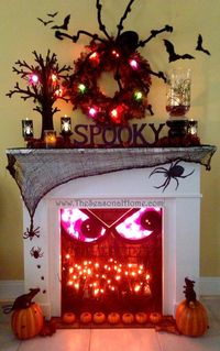 Cool idea for SPOOKing up your fireplace this Halloween. Details on http://www.TheSeasonalHome.com.