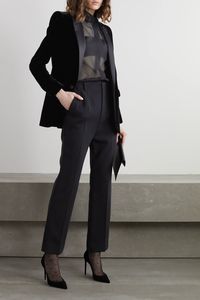 Black Satin-trimmed velvet blazer | SAINT LAURENT | NET-A-PORTER