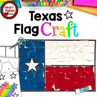 Texas Flag Torn Paper Craft FREEBIE is great for Texas history lessons, events, pride week, and bulletin board displays. Easy to cut shapes and torn paper scraps, makes this activity great for younger students. Includes: All templates to make craft Directions with pictures Demo flag in full color Texas state outline coloring sheet Not for commercial use. For personal and classroom use only. Coverpage credits for fonts: Kimberly Geswein heart happy 2021