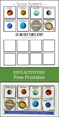 Planets free printable cut and paste activity for kids. Introducing Solar System!