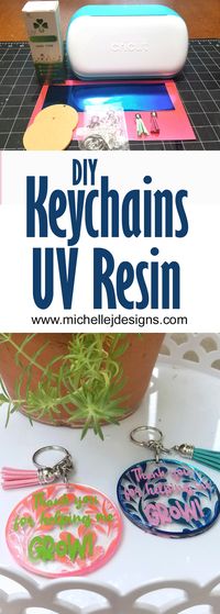 Learn to use UV resin, vinyl and acrylic blanks to make your own DIY keychains. There is no mixing epoxy and it only takes minutes to cure. #styletechcraft #uvresin #diykeychains