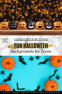 Who said Halloween can't be fun. Enjoy your next Halloween virtual event with these cute and fun pumkins and bats Backgrounds. These and other high quality backgrounds are just a click away. Get yours today. #funhalloween #halloweenpumpkins #halloweenbackdrop #zoombackground