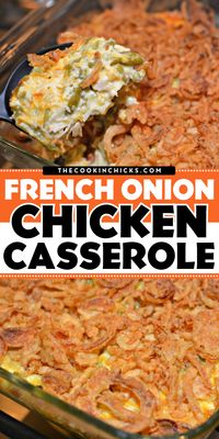 Try out this easy comfort food recipe for a creamy, comforting weeknight dinner for family! It's a budget-friendly, kid approved French onion chicken casserole recipe that everyone will love. Make this casserole shredded chicken recipe for the next family dinner!