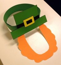 Included are a colored mask and an outline of a mask for students to color themselves.  Print the mask on construction paper or cardstock, cut it out, then attach it to a sentence strip (or stapled strips of paper) around the child's head.   You can have a classroom full of leprechauns for St. Patrick's Day!