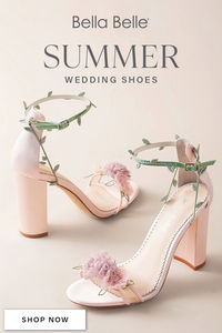 Summer brides, these floral blush wedding shoes block heels feature summer floral embroidery details, perfect for your summer wedding in the outdoors or garden.