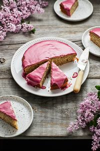 This stunning Earl Grey yogurt cake is soft, moist, and perfect for any occasion! I like to finish it with a vibrant pink blackberry glaze.