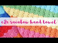 C2C Rainbow Hand Towel, Free Crochet Pattern + Video - fiberfluxblog.com