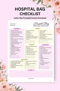 Labor and Delivery Checklist Hospital Bag Checklist, Maternity Printable Hospital Delivery Bag Checklist for mom, spouse/partner, and baby girl.  Stay fully prepared for your special day with our comprehensive Hospital Delivery Bag Checklist - helping you to have a smooth and stress-free birthing experience. This is a DIGITAL PRODUCT. No physical product will be shipped to you.  File Type: INSTANT DOWNLOAD PRINTABLE FILE WHAT YOU ARE PURCHASING Minimalist Maternity Hospital Bag Checklist (Digita